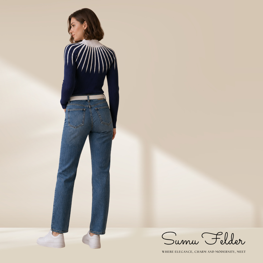 Women’s Ribbed Knit Sweater Top, Long Sleeve Slim Fit High Neck Pullover, Chic Elegant Blouse in Beige Black or Steel Blue