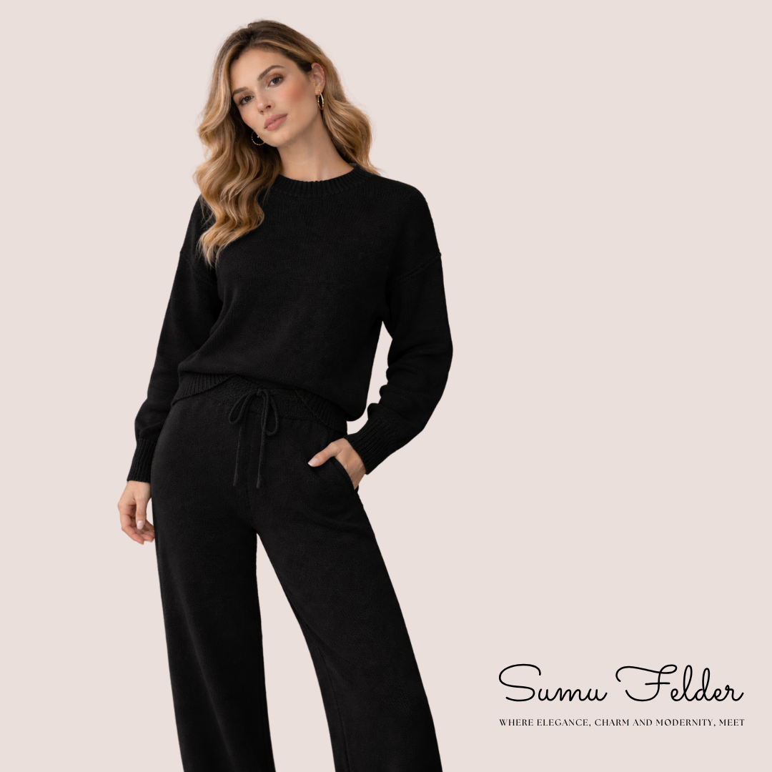 Soft pants and sweater set for women| Women’s Knit Loungewear Set| Cozy Two Piece Sweater and Wide Leg Pants