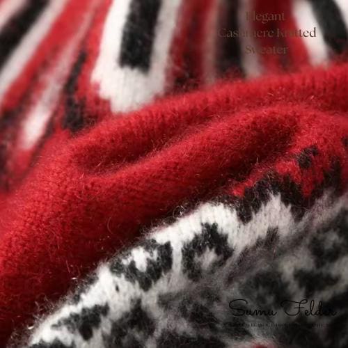 Elegant Cashmere Knitted Sweater for Women | Soft Winter Pullover with Nordic Pattern | Cozy Warm Knitwear for Stylish Cold-Weather Outfits
