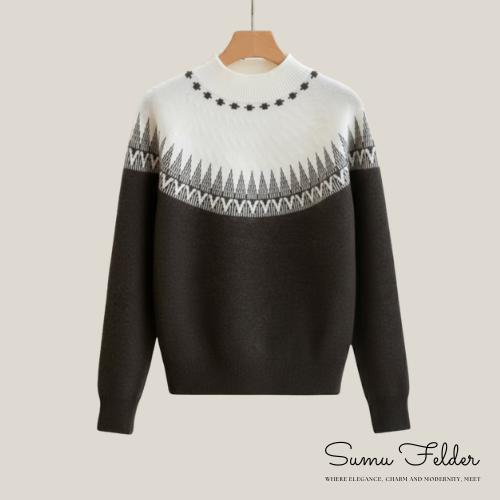 Merino Wool Knitted Nordic Sweater for Women | Soft Winter Knit Pullover
