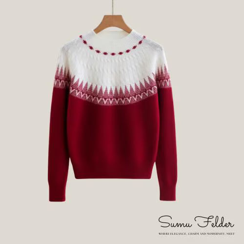 Merino Wool Knitted Nordic Sweater for Women | Soft Winter Knit Pullover