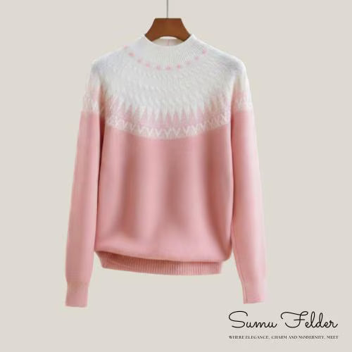 Merino Wool Knitted Nordic Sweater for Women | Soft Winter Knit Pullover