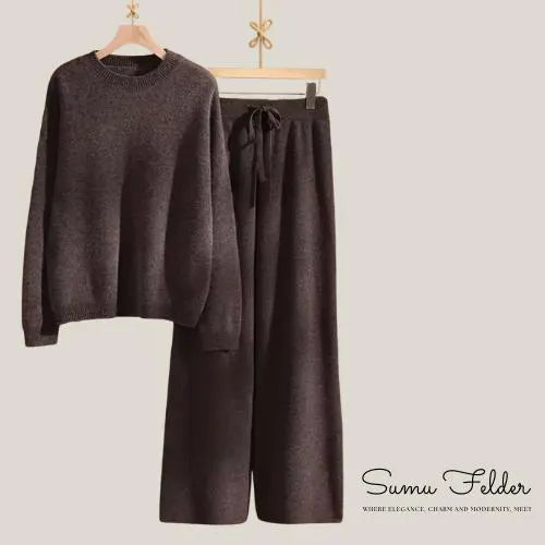 Cozy 100% Wool Knit Lounge Set for Women | Sweater and Wide Leg Pants | Winter Matching Knitwear Outfit | Warm Minimalist Loungewear