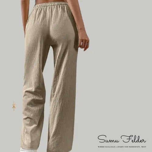 Women’s Cotton Pants, Relaxed Vacation Pants, Loose Straight , Casual Holiday Beach Trousers