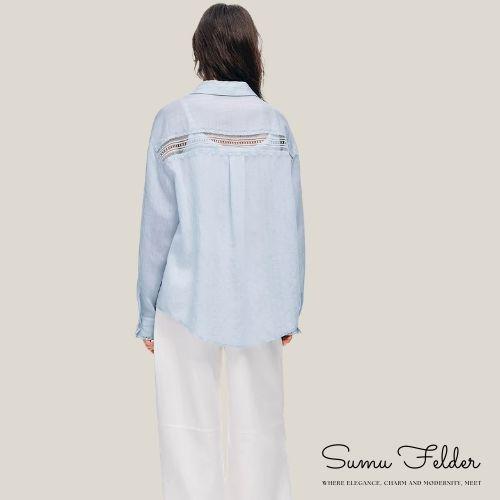 Summer Women’s Lace Trim Blouse, Lightweight Long Sleeve Sun Protection Shirt, Elegant Casual Soft Top