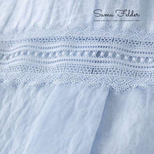 Summer Women’s Lace Trim Blouse, Lightweight Long Sleeve Sun Protection Shirt, Elegant Casual Soft Top