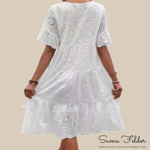 White Summer Dress, Lovely Holiday Dress, Loose and Baggy