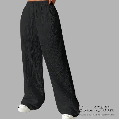 Women’s Cotton Pants, Relaxed Vacation Pants, Loose Straight , Casual Holiday Beach Trousers