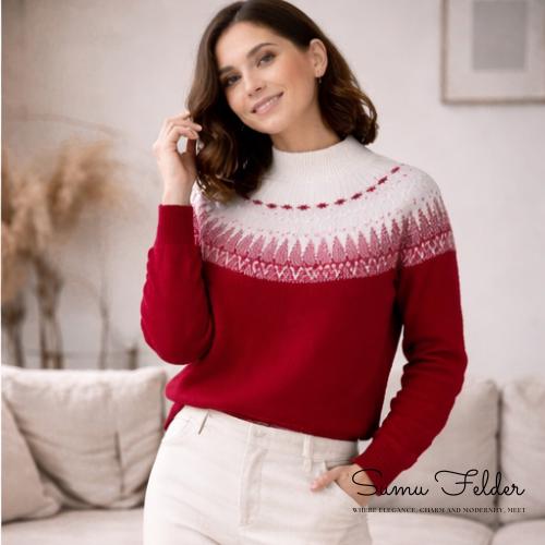 Merino Wool Knitted Nordic Sweater for Women | Soft Winter Knit Pullover