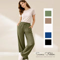 Women’s Cotton Pants, Relaxed Vacation Pants, Loose Straight , Casual Holiday Beach Trousers