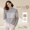 Merino Wool Knitted Nordic Sweater for Women |Turtleneck