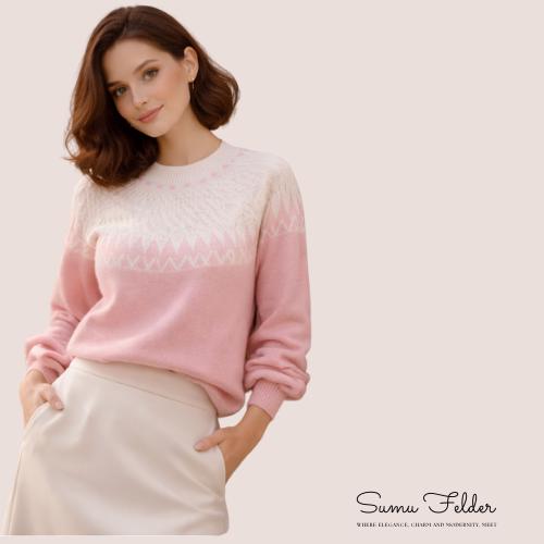 Merino Wool Knitted Nordic Sweater for Women | Soft Winter Knit Pullover