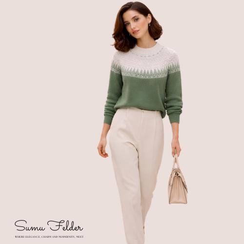 Merino Wool Knitted Nordic Sweater for Women | Soft Winter Knit Pullover