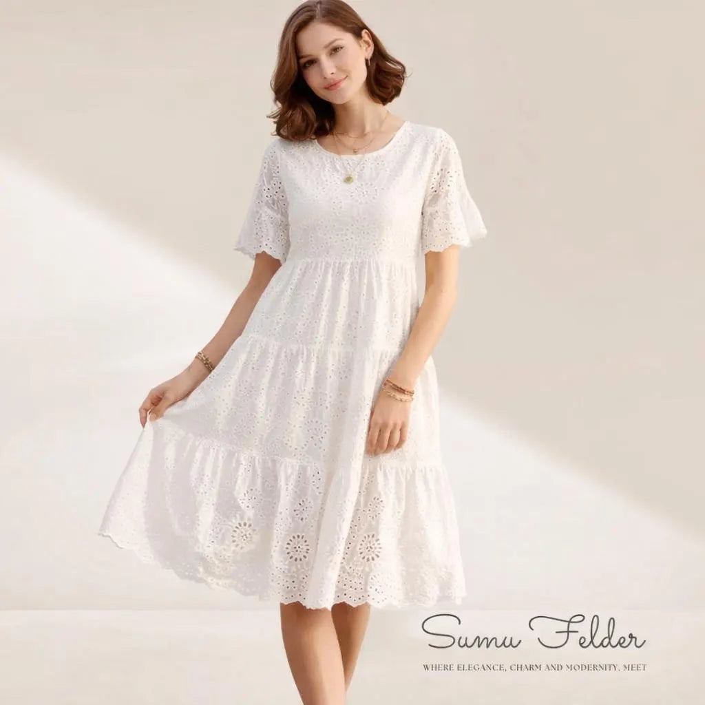White Summer Dress, Lovely Holiday Dress, Loose and Baggy